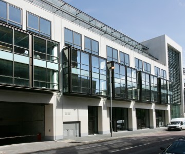 Commercial installation with black aluminium windows