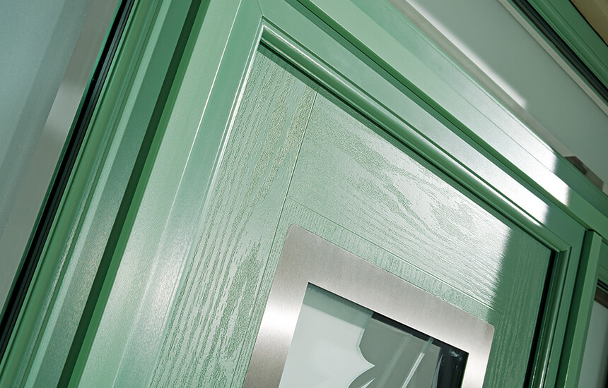 Chartwell green contemporary composite door close up