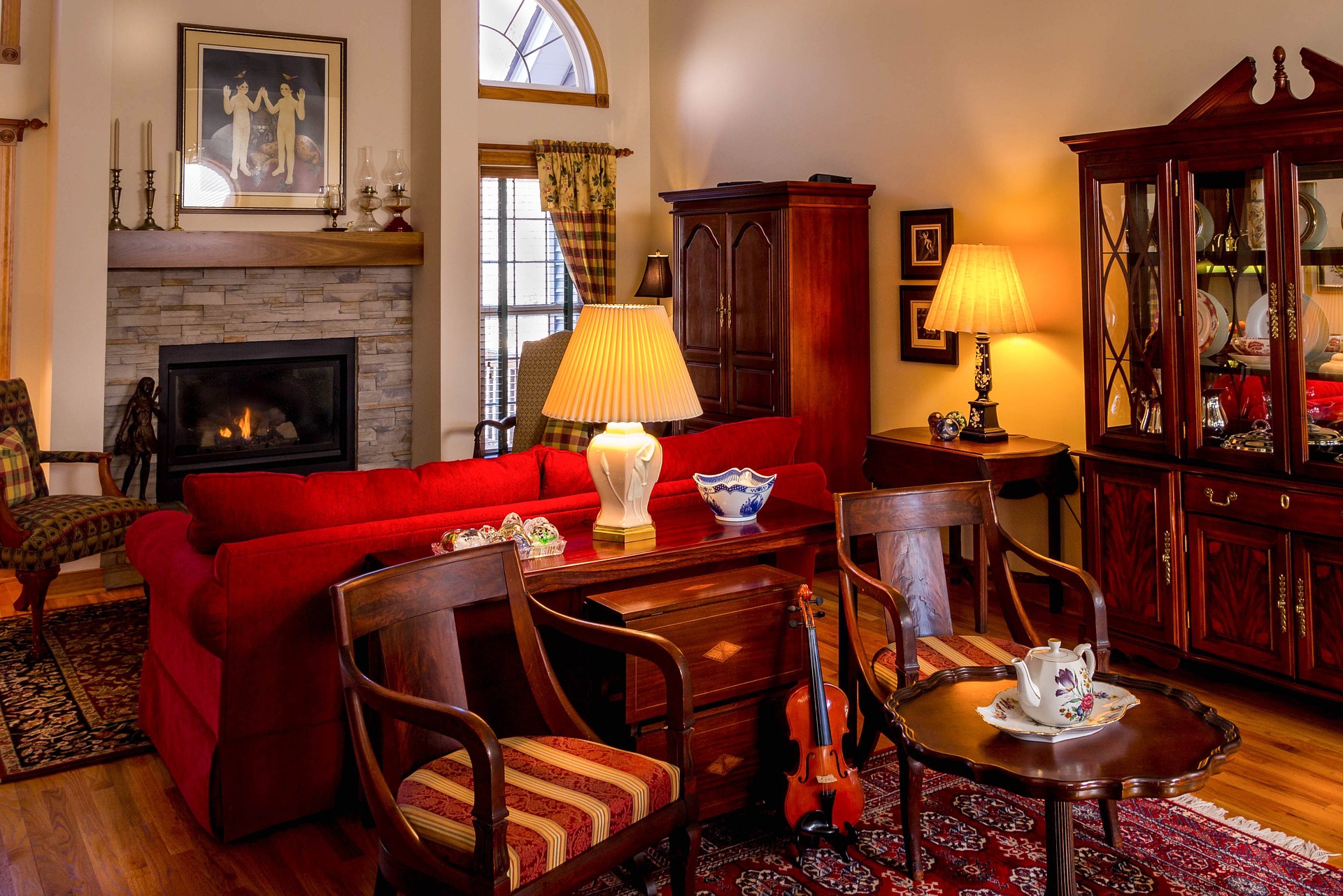Antique furniture in a family room