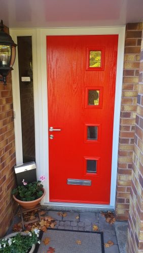 A red composite door